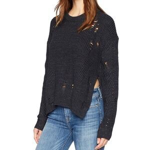 AG Adriano Goldschmied Finn Crewneck Tattered Knit Sweater Distressed